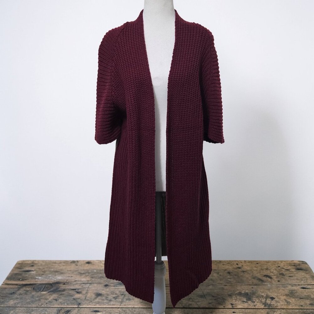 NWT Allthreads Mainstreet Midweight Knit Two-Tone Cardigan Wine
